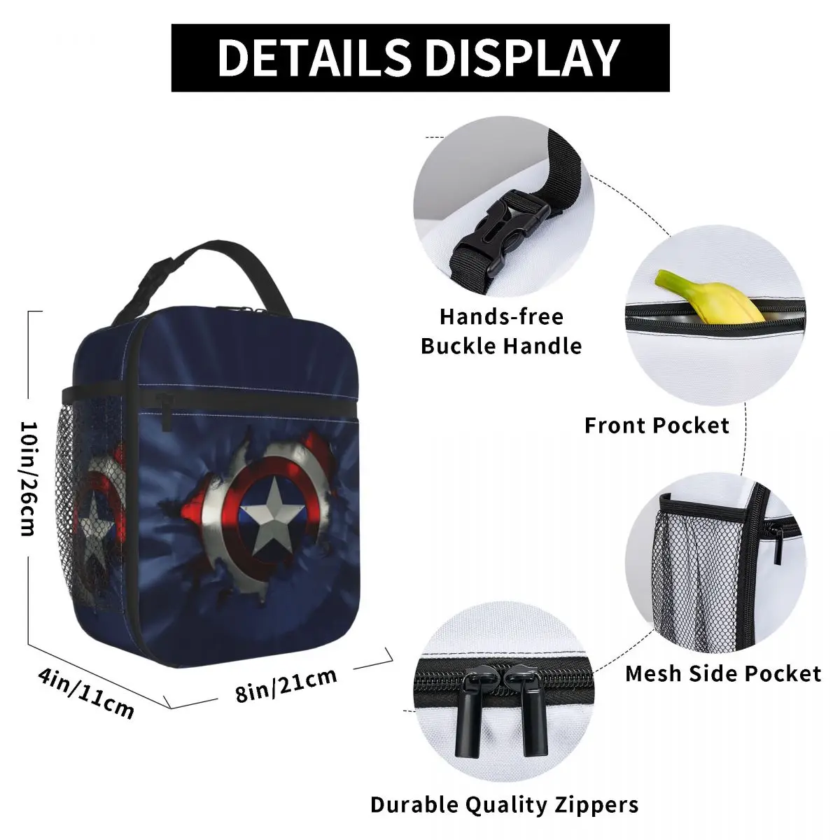 Custom Captain America Insulated Lunch Bags for School Office Food Resuable Cooler Thermal Bento Box Women Children