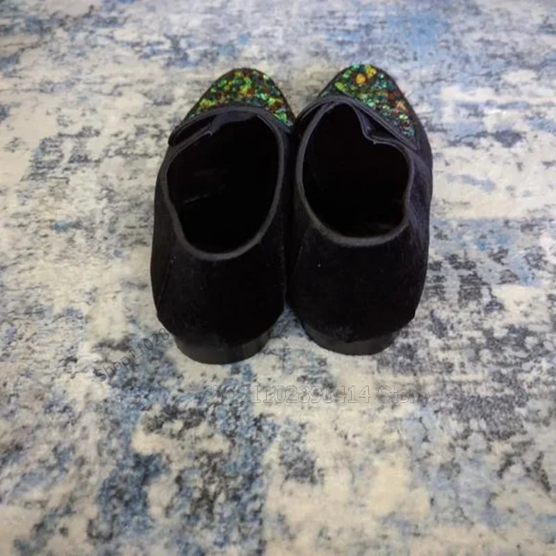 Mocasines aterciopelados con lentejuelas de colores para hombre, zapatos informales sin cordones a la moda, lujosos, hechos a mano, para fiesta, banquete