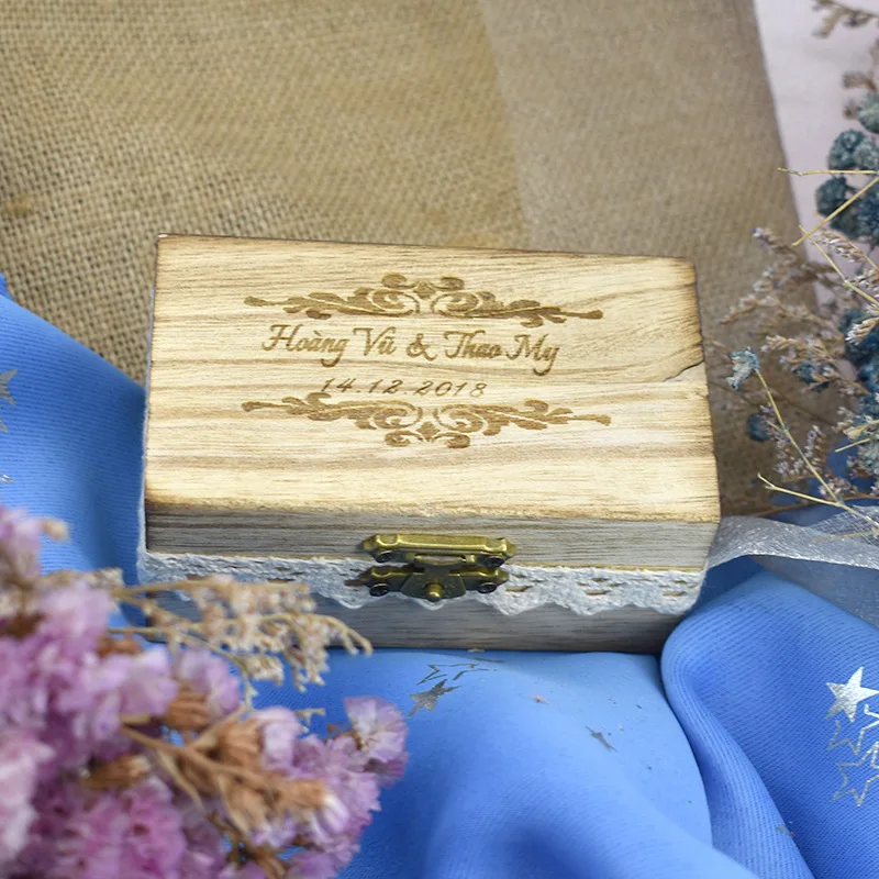 

Customized Wood Wedding Ring Box Personalized Engraved Name Date Special Engagement Wedding Gift Box Jewelry Storage Box