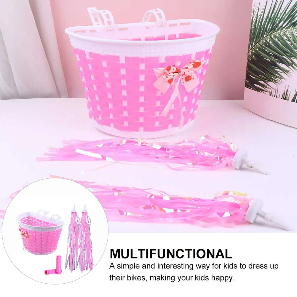 

1Set Bicycles Accessories for Kids Includes Basket with Streamers Handlebar Covers Eye Catching Design Bike Supplies Ride