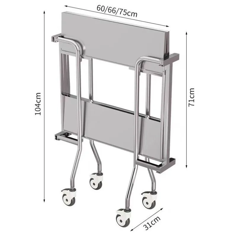 Folding storage Stainless steel cart Load-bearing treatment cart Multifunctional trolley Storage equipment table Foldable cart