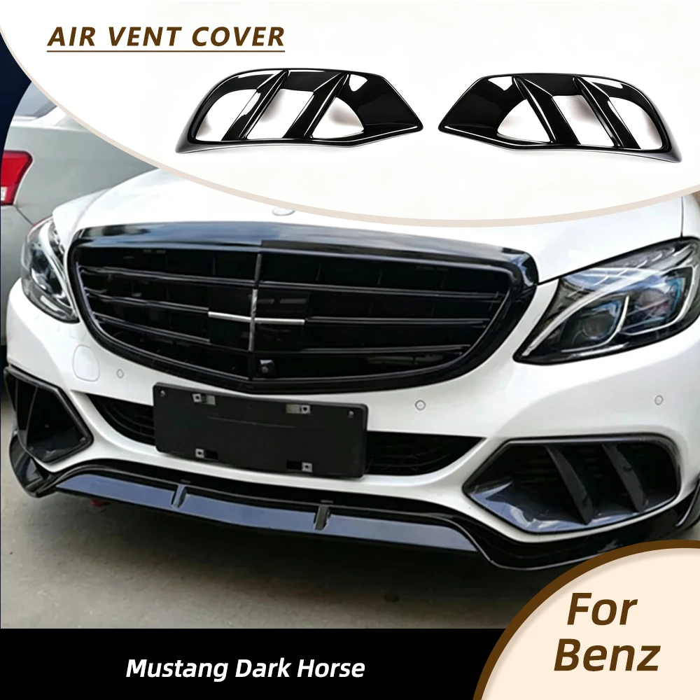 Car Fog Light Cover Trims Fits for Mercedes Benz C Class W205 Base Sedan 2015-2019 Car Front Air Vent Splitters FRP Glossy Black