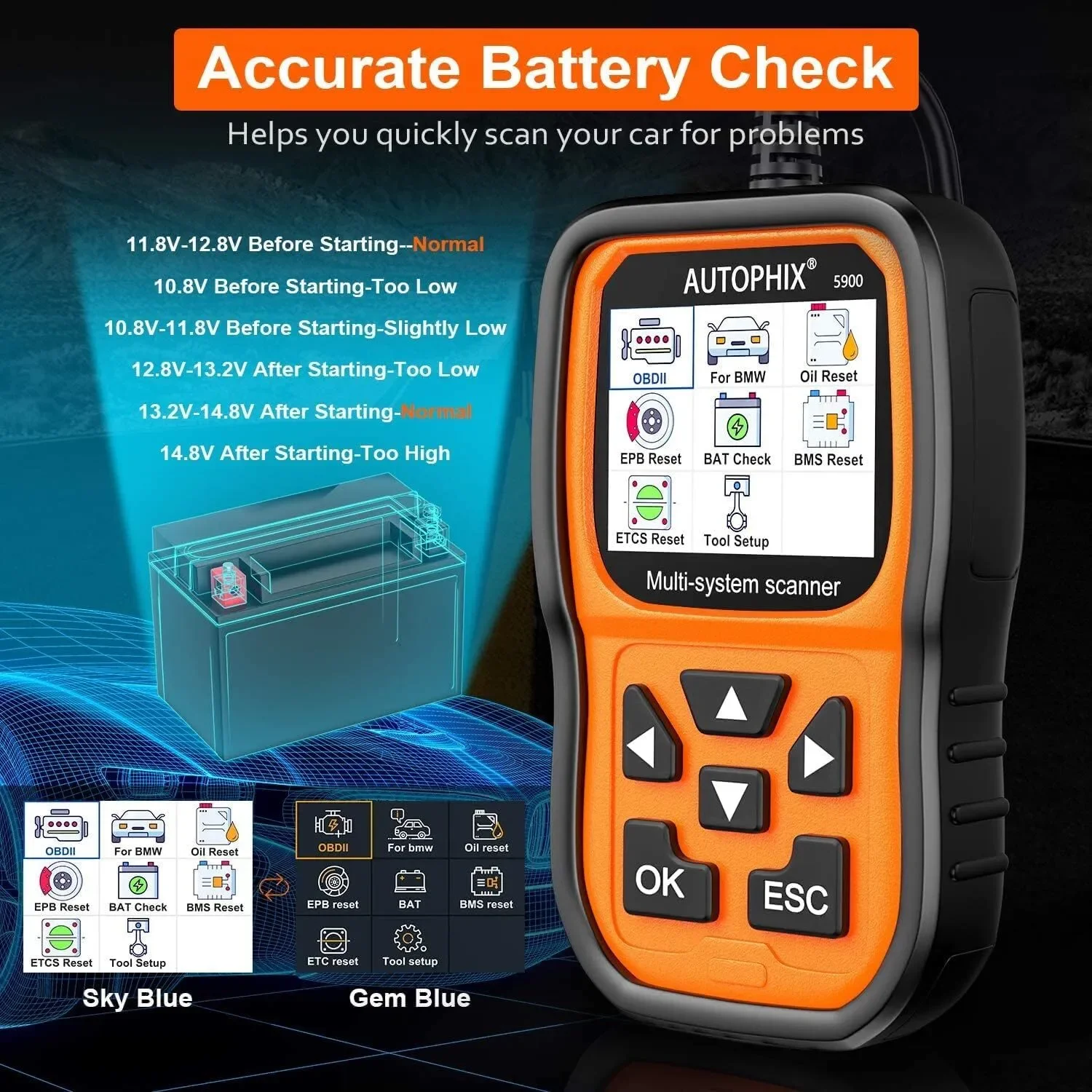 Autophix 5900 OBD2 Scanner Oil EPB ETC Reset OBD 2 Car Diagnostic Tools for BMW MINI Support Multiple Language