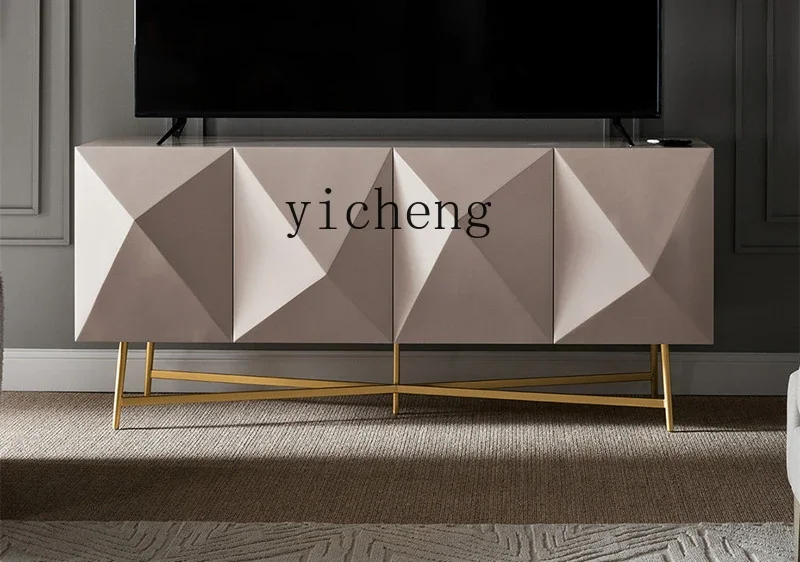light luxury solid wood TV cabinet Nordic audio-visual cabinet Modern simple stainless steel high decorative cabinet