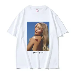 Sabrina Carpenter printed pattern Tshirt for women's casual fashion short sleeved T-shirt Harajuku clothing oversized T-shirt