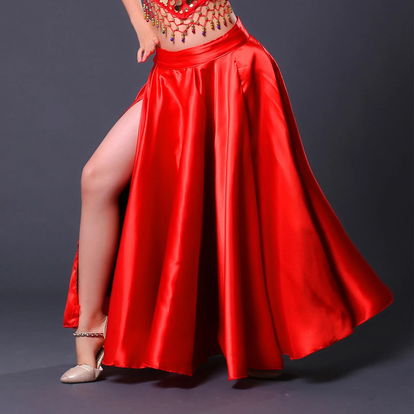 Girls Satin Spanish Flamenco Dancer Costume Childrens April Sevilla Performances Dance Outfit Bullfight Gypsy Dance Long Skirt