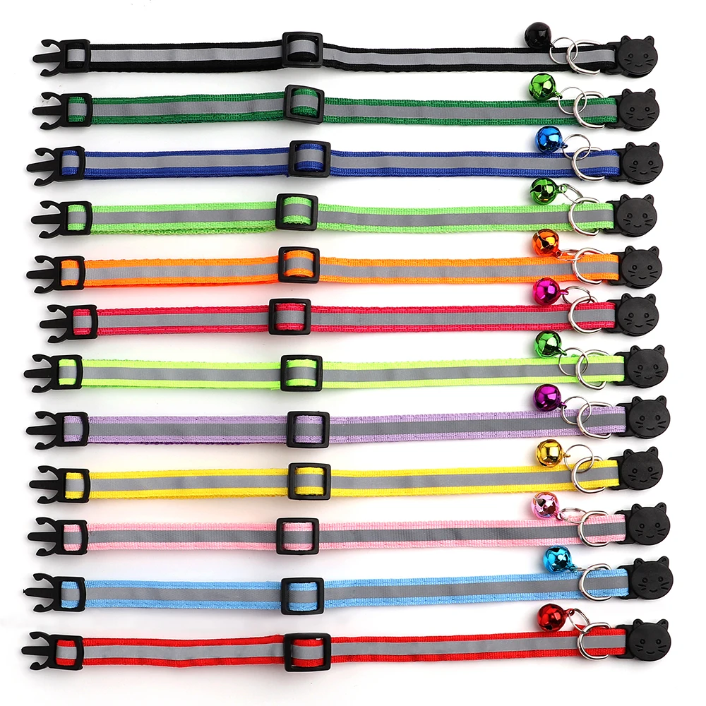 Personalisierte ID Kostenloser Gravur Katze Kragen Reflektierende Katze Sicherheit Schnalle Halsbänder Einstellbare Benutzerdefinierte Nylon Welpen Kätzchen Halskette – Detail 5