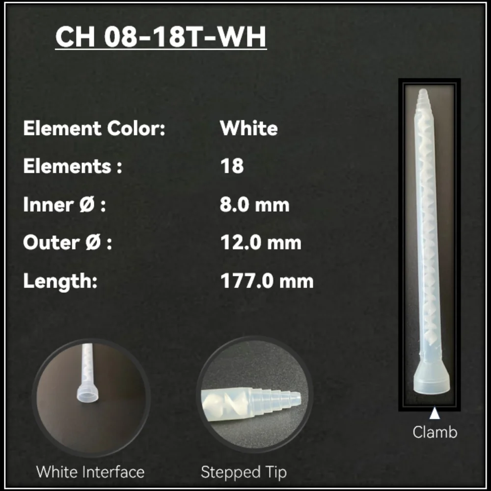 

Статический миксер MC 08-18T, используемый для смешивания двухкомпонентных Клеевых Соединений, 100 шт.