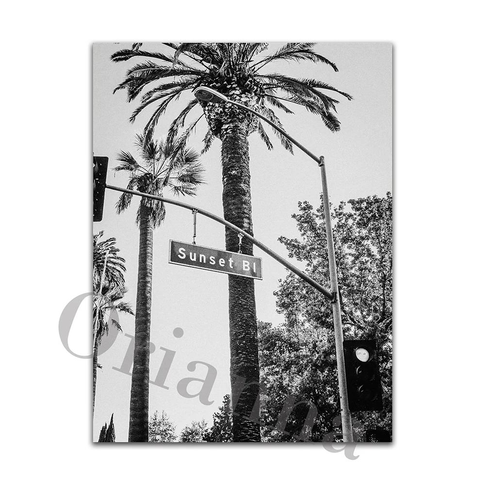 Beverly Hills Hotel, Black And White Art Print,Vintage Car ,Rodeo Drive,Sunset Boulevard Home Decor Wall Art Living Room Cuadros