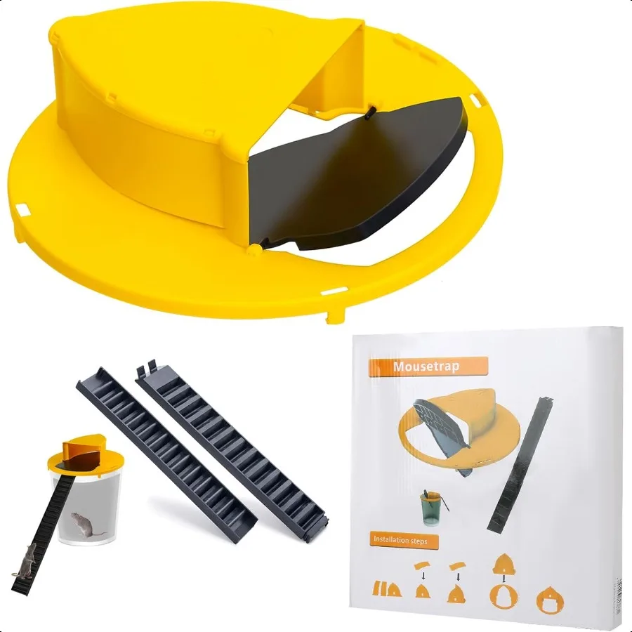 

Ведро-ловушка для мыши, адаптированное на 5 галлонов, крышка ведра, ловушка для крыс, автоматический сброс для использования в помещении и на открытом воздухе, многоразовое, 1 шт.
