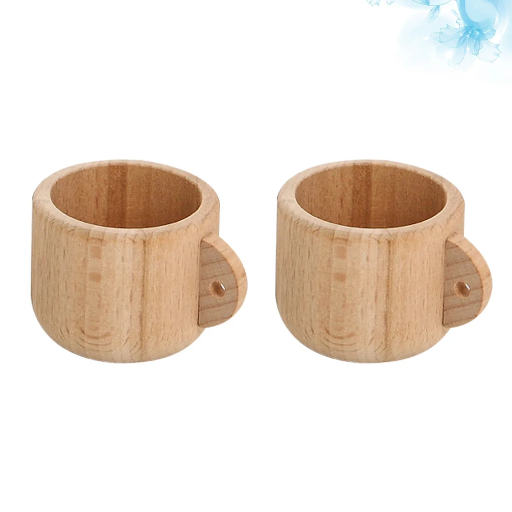 2 PCS Pretend Play Tea Party House Toy Toys Wooden Tablweare Simulation Tableware