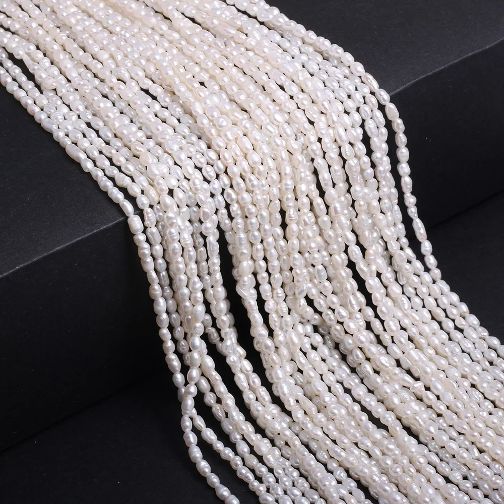 2-2.5mm AAA Delicate Rice Shaped Pearl High Quality Natural Freshwater Pearls Loose Spacer Beads for Jewelry Making DIY Necklace