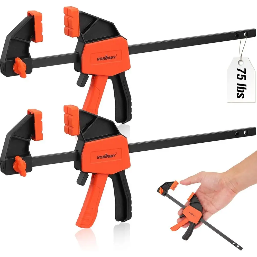 2-Pack 6 Mini Bar Clamps for Woodworking - 75 lbs Load Capacity