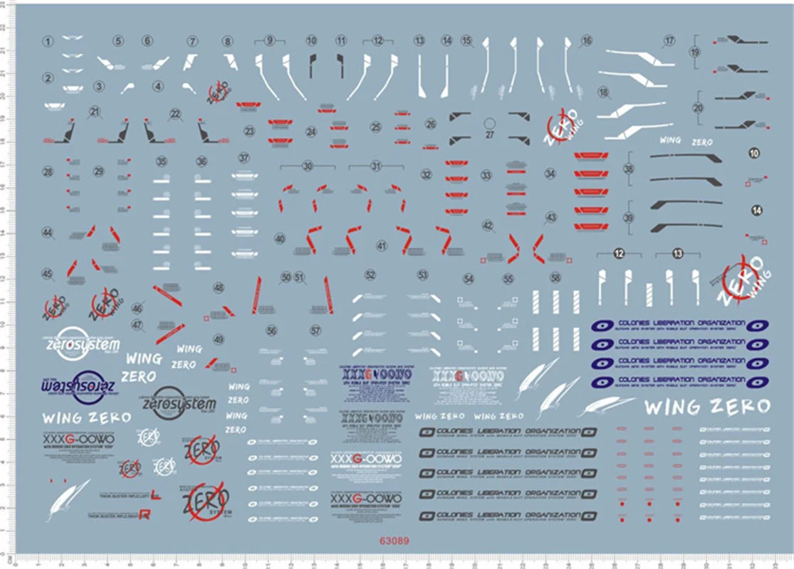 Water Slide Decal for Gundam PG Wing Zero EW GDM Model Kit 63089