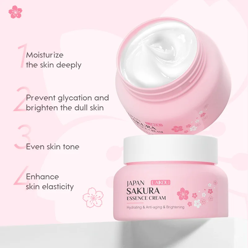 Face Skin Care Set Cherry Blossom Essence Moisturizing Collagen Eye Cream Exfoliating Gel Cleanser Lip Mask Beauty Makeup Set