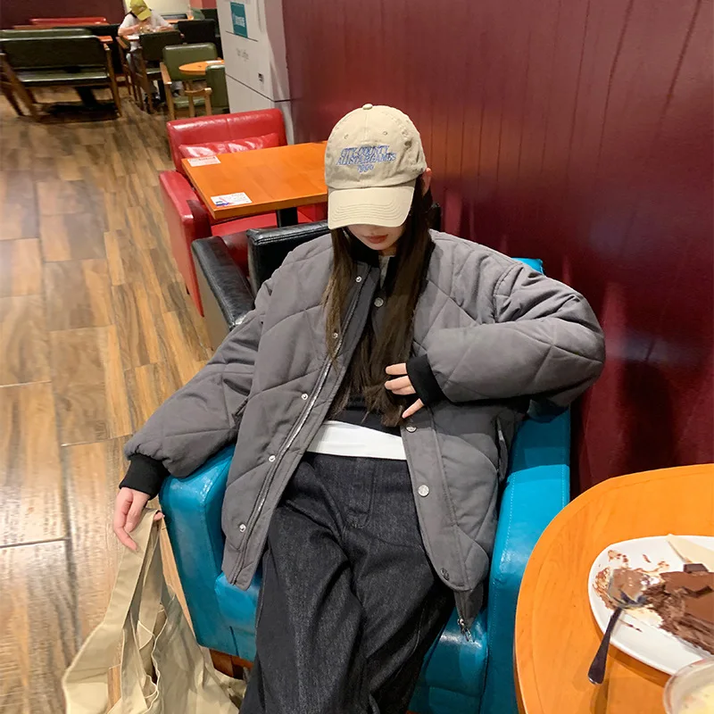 Parkas Women Thick Coats Long Sleeve Solid Single Breasted Jackets Pockets Loose Outerwear Warm Casual Jackets Autumn Winter