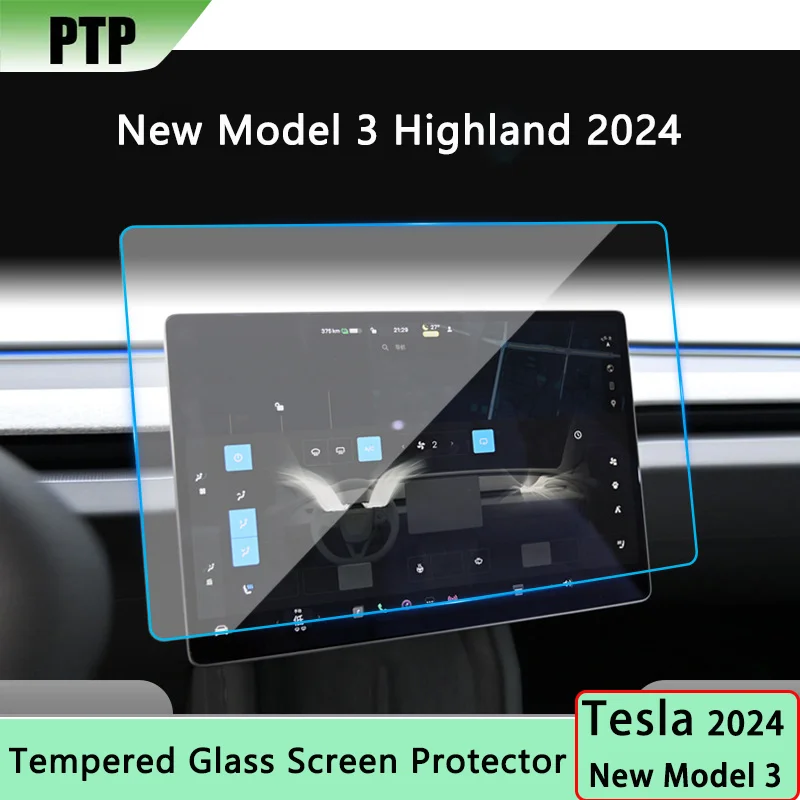 

For Tesla Model 3 Highland 2024 15-inch Touch Screen Protector Cover Rear Row Display Navigation Tempered Glass HD Transparent