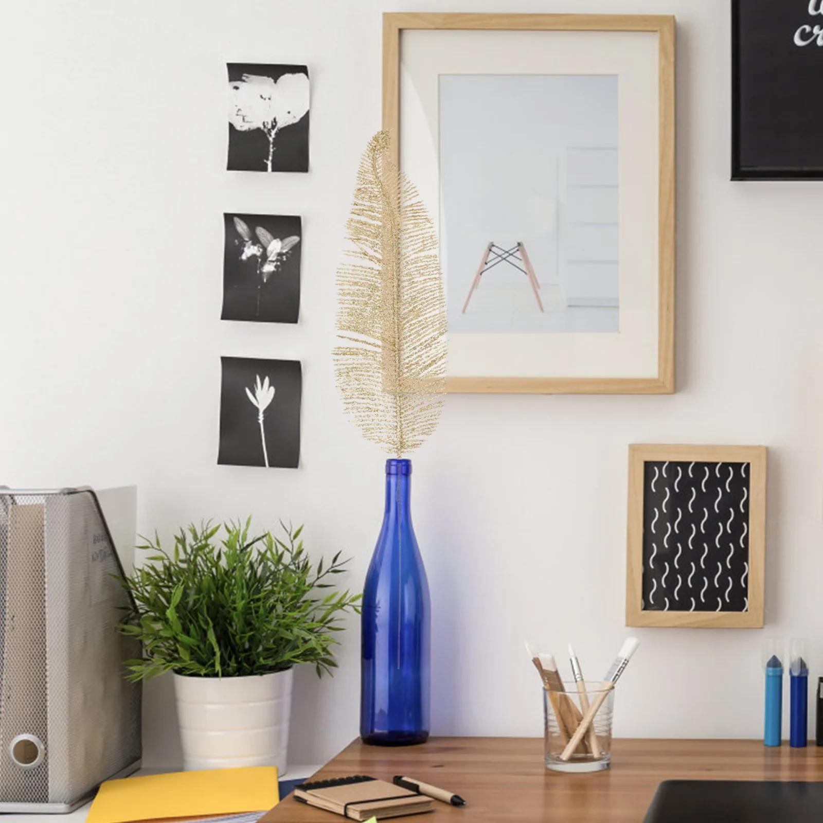 

5Pcs Artificial Glitter Leaves Christmas Tree Decor Safe Plastic Exquisite Festival Decoration Artificial Leaves