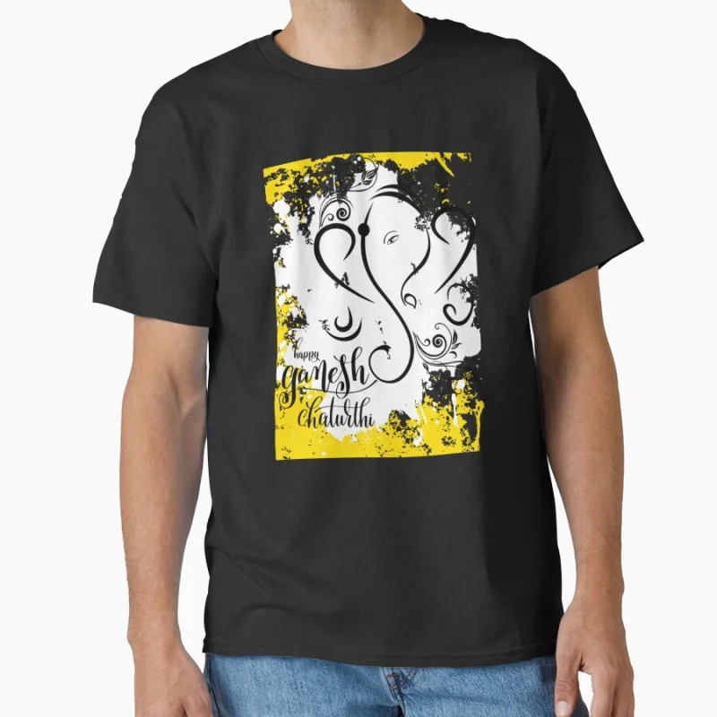 

Chaturthi wishes Yoga Mandala Lord Ganpati Hindu elephant god Ganesha Gift t shirt for man Large size Tops 100% cotton Clothes