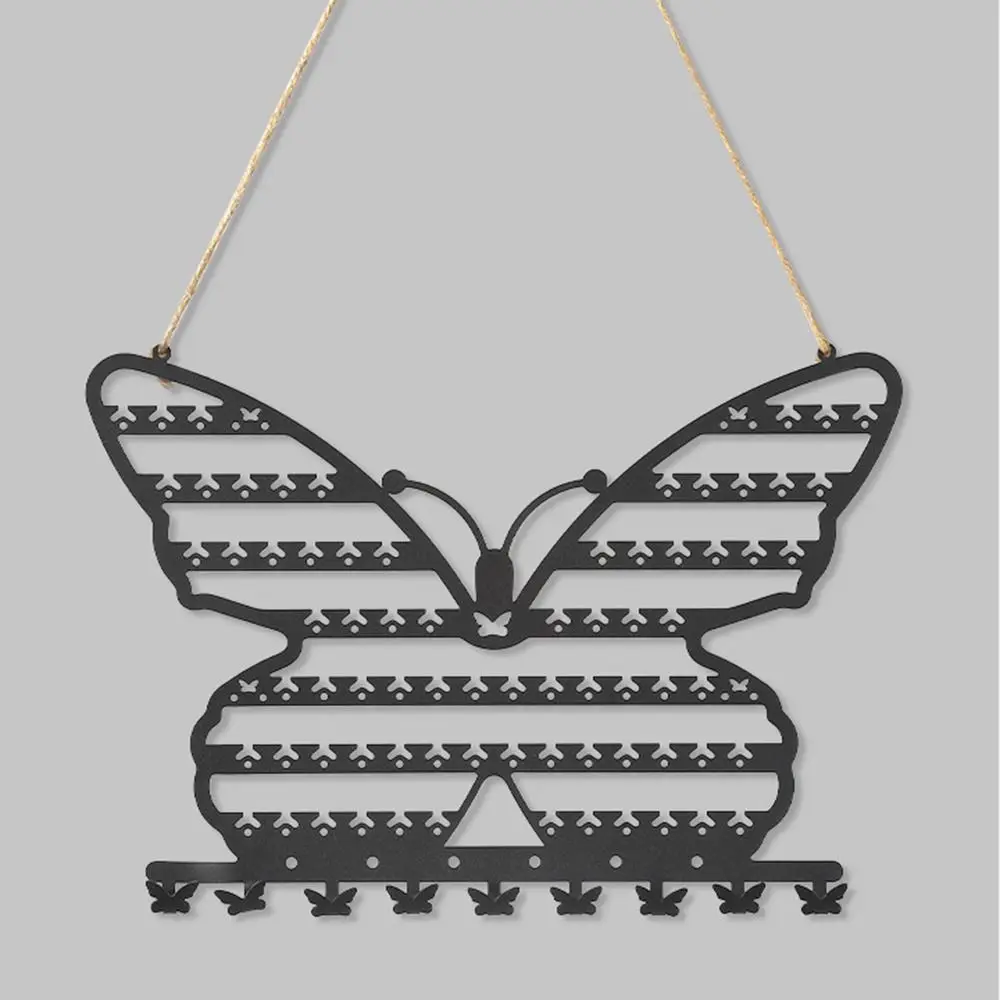 Butterfly Shape Metal Butterfly Jewelry Storage Rack Hollow 7 Layers Butterfly Necklace Wall Holder with Hooks Multi-Function