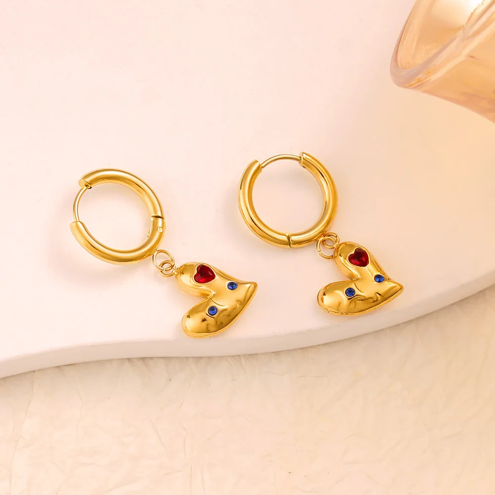 DIY accessories  new light luxury zircon heart-shaped pendant earrings, fashionable and elegant temperament, high-end earrings,