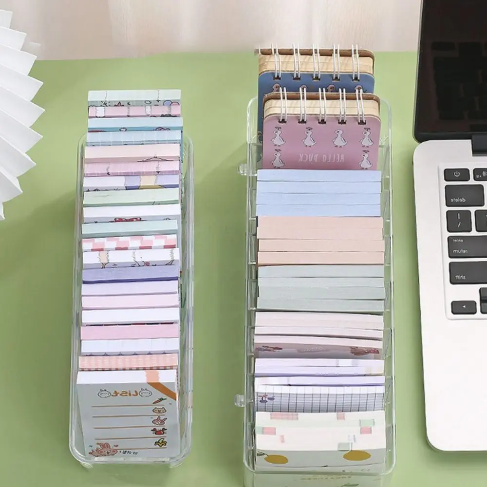 Portable Compartment Storage Box Transparent Plastic Stationery Finishing Box Dustproof Tidying Up Sticky Note Sorting Box