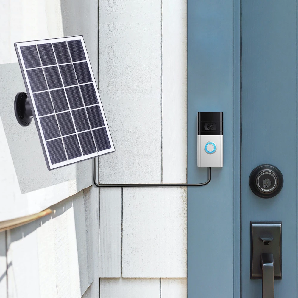 20W Solarpanel Wasserdichtes Solarladegerät 360 °   Verstellbare Wandhalterung mit 9,8 Fuß langem Kabel für Ring Video Doorbell 4/3/3 Plus/2