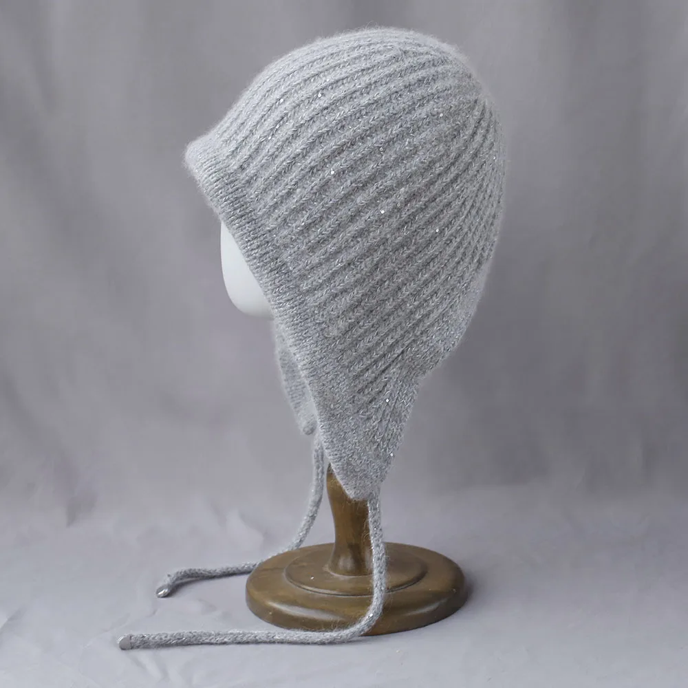 Шапка-ушанка, женская зимняя шапка-бини из ангоры, вязаный теплый аксессуар для холодной погоды, осень, катание на лыжах на открытом воздухе, спорт, отдых