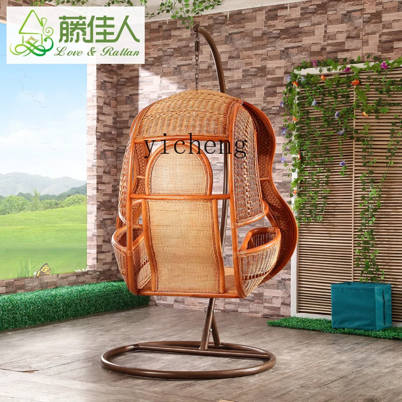 

Outdoor Swing Basket Natural Real Rattan Basket Swing Glider Balcony Glider