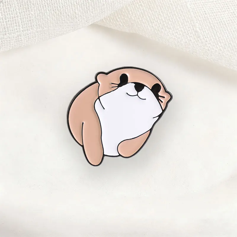 Chubby Napping Otter Emaille-Anstecknadel, weiche Cartoon-Brosche mit wassergebundenem Tier, Reversnadel, Schmuckgeschenk für Freunde – Detail 6