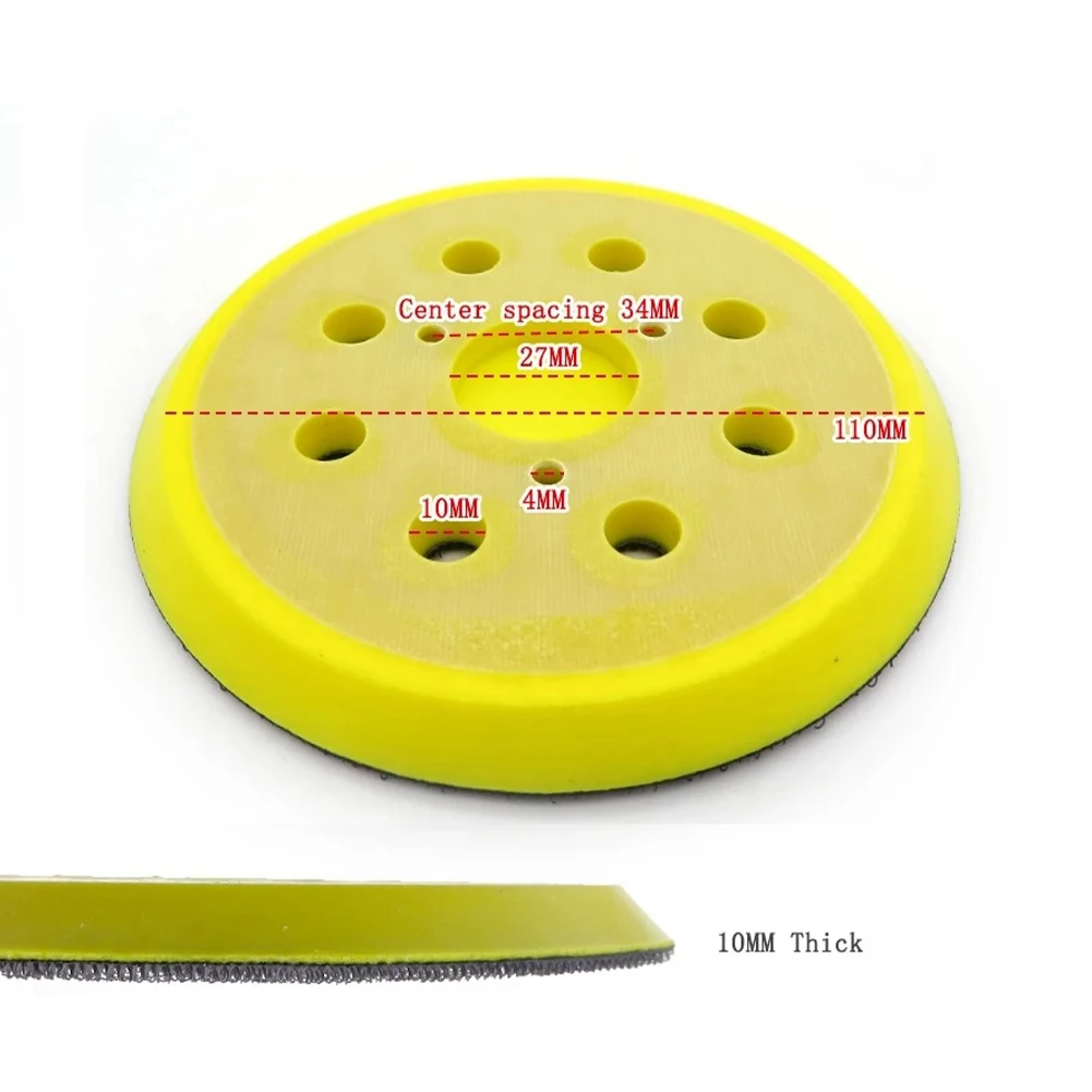 Long Service Life Backing Pad For Electric Grinder Polisher Tools Rubber Yellow And Black 5 Inch / 125mm 8 Holes 3 Nails