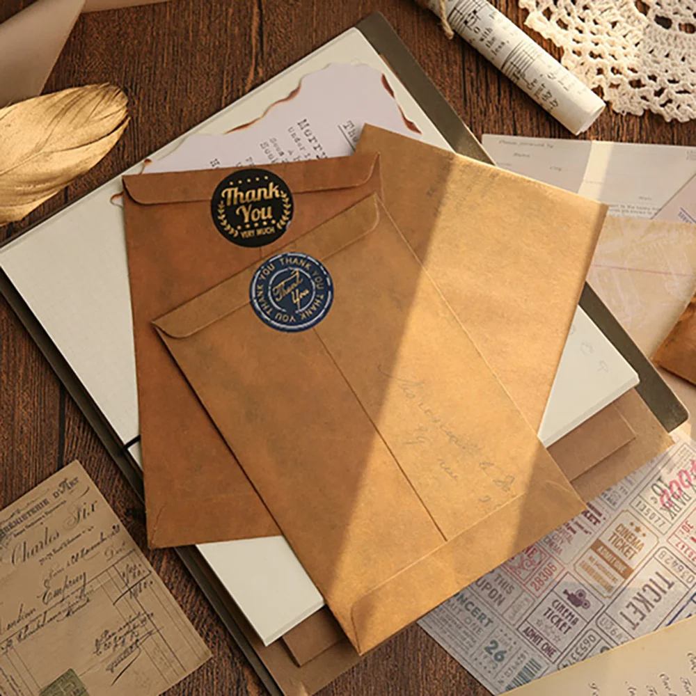 Mr.paper 10pcs/set Vintage Kraft Paper Envelope Creative Nostalgic Postcard Storage Bag Fire Paint Envelope Letter Supplies