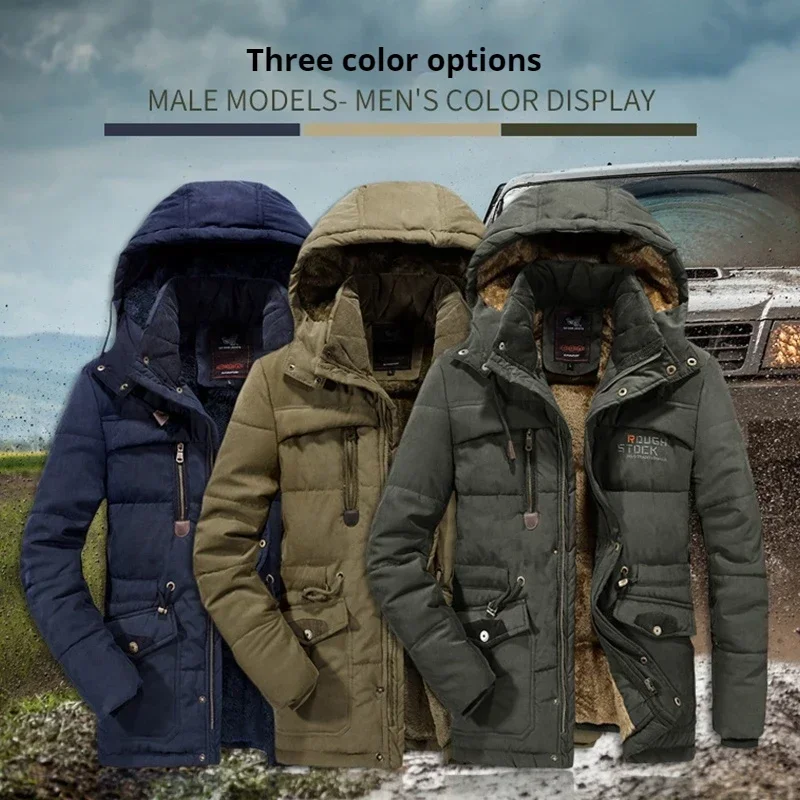 Plus Size 8XL Winter Men Fleece Jacket Warm Thick Windproof Jacket Coat Men Hooded Military Parkas Outdoor Tactical Jacket Male