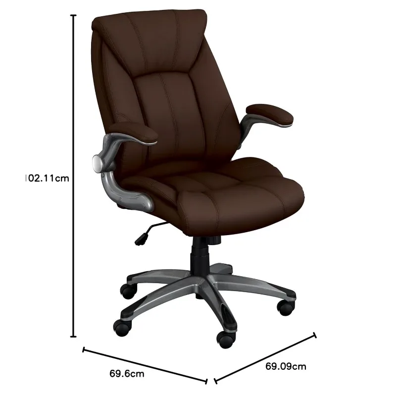 Commercial Furniture Executive Chair with Flip-Up Arms, Brown, NOR-OUG1041BR-SO