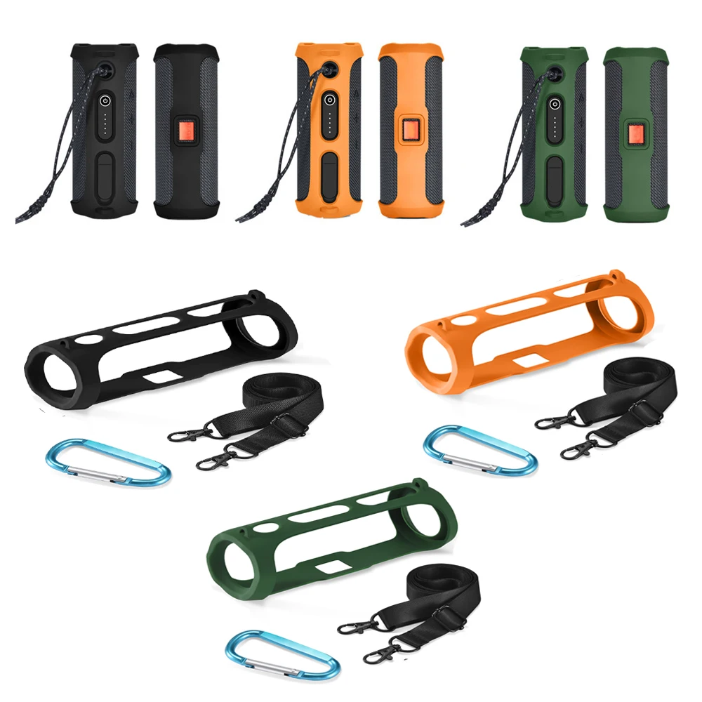 

Soft Speaker Sleeve with Shoulder Strap And Carabiner Speaker Protective Cover Speaker Anti-fall Shell for JBL FLIP ESSENTIAL 2
