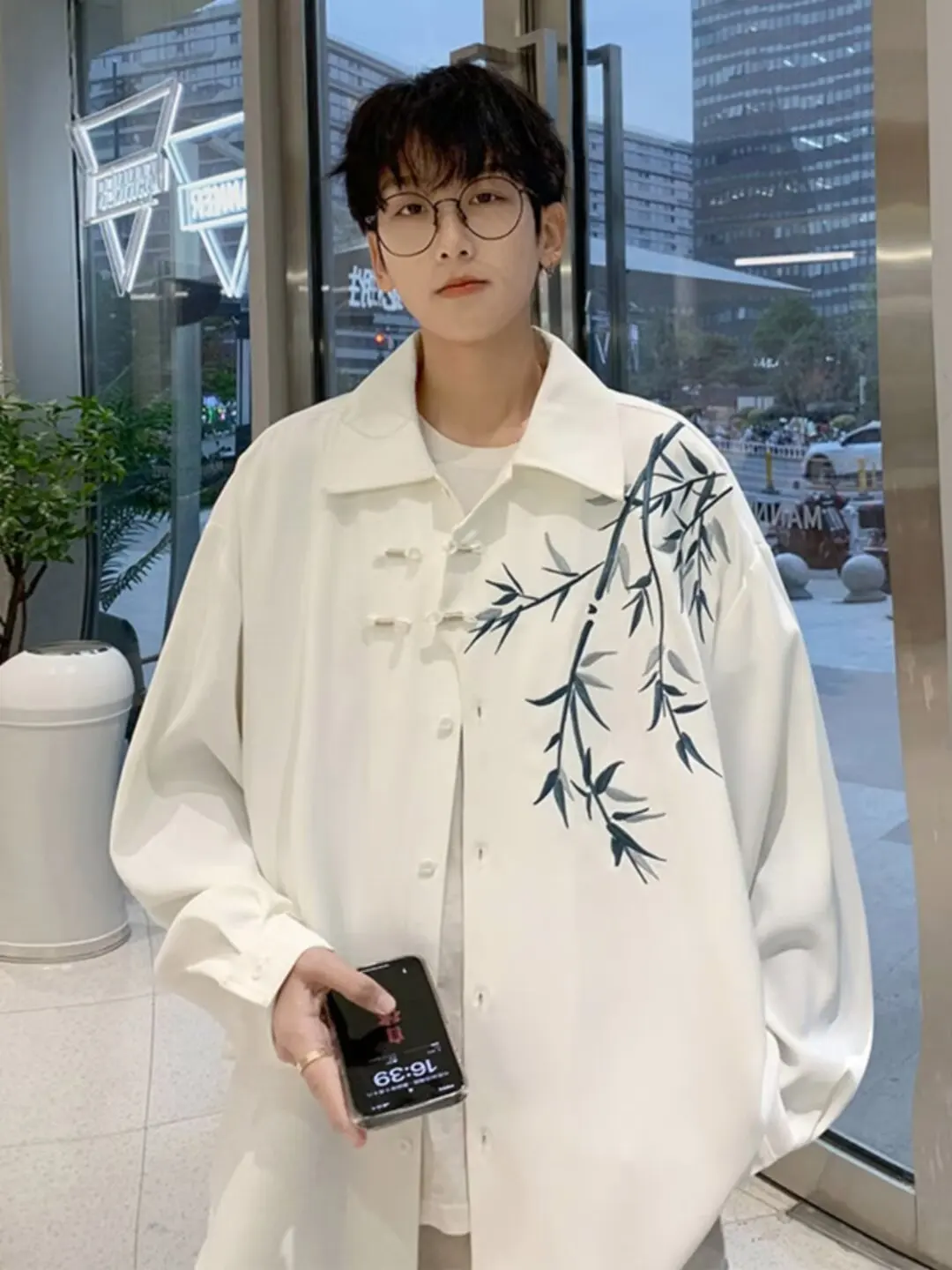 

Новинка 2024, китайское мужское пальто Sle Long Sve irt Faion Design Sensation, высококачественное пальто DaoPao с вышивкой на пуговицах Jaet