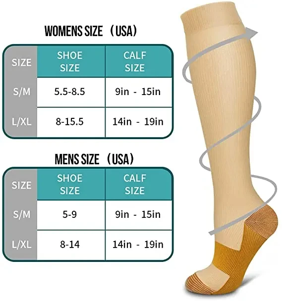 Compression Socks for Women Medical Varicose Veins Blood Circulation Edema Pregnancy Sports Socks Running Knee Length Nurse Sock