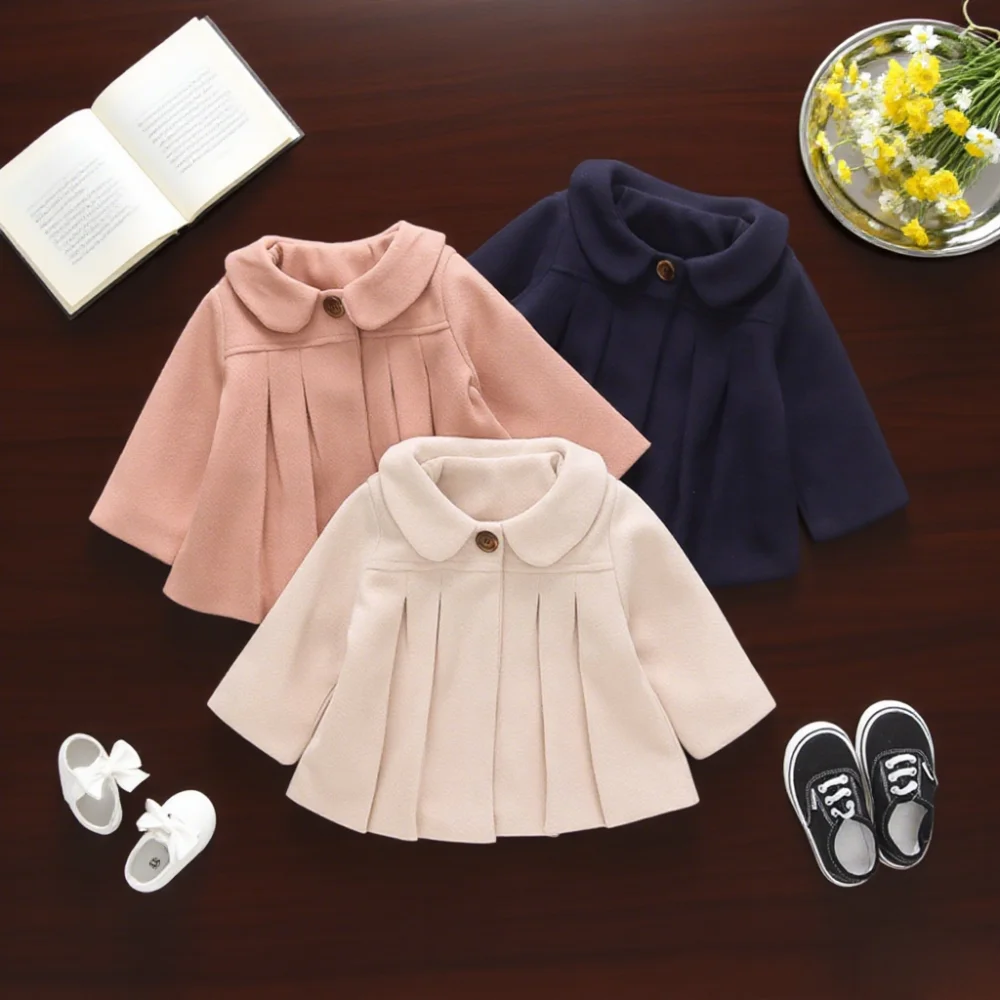 Baby Mädchen Mantel Reine Farbe Baumwolle Für Frühling Und Herbst Mädchen Oberbekleidung Casual Revers Baby Trenchcoat