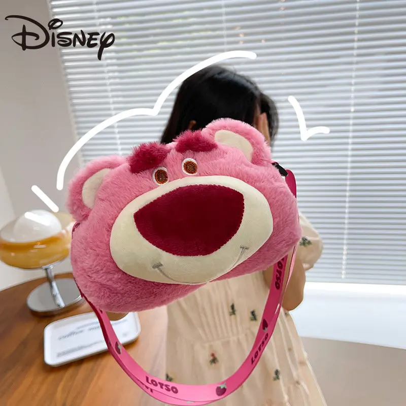 

MINISO Disney Strawberry Bear Crossbody Bag Women's New Cute Girl Heart Cartoon Children's Plush Bag Student Mini Doll Bag