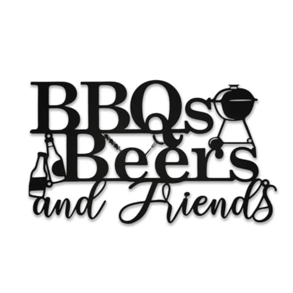 

1pc Rustic BBQ Beer Metal Wall Art, Black Hook Coat Rack, Farmhouse Home Decor for Patio Porch