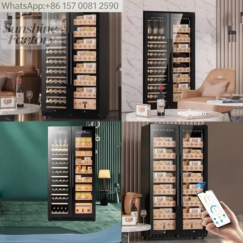 Red Wine Cigar Cabinet with Constant Temperature and Humidity Embedded Dual Temperature Moisturizing Cabinet