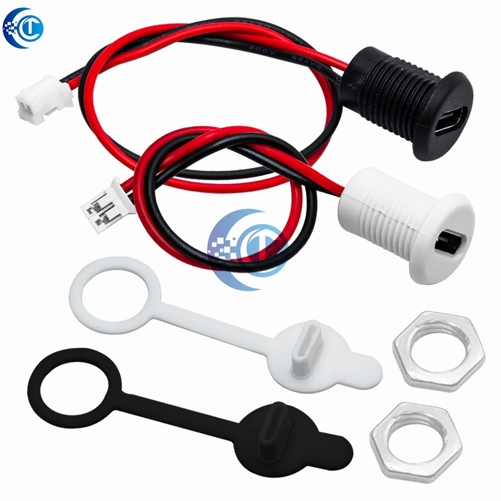Waterproof Snap-Lock USB-C Female Socket Module, Heavy Duty Type-C Port PCB Board for Harsh Environment Applications