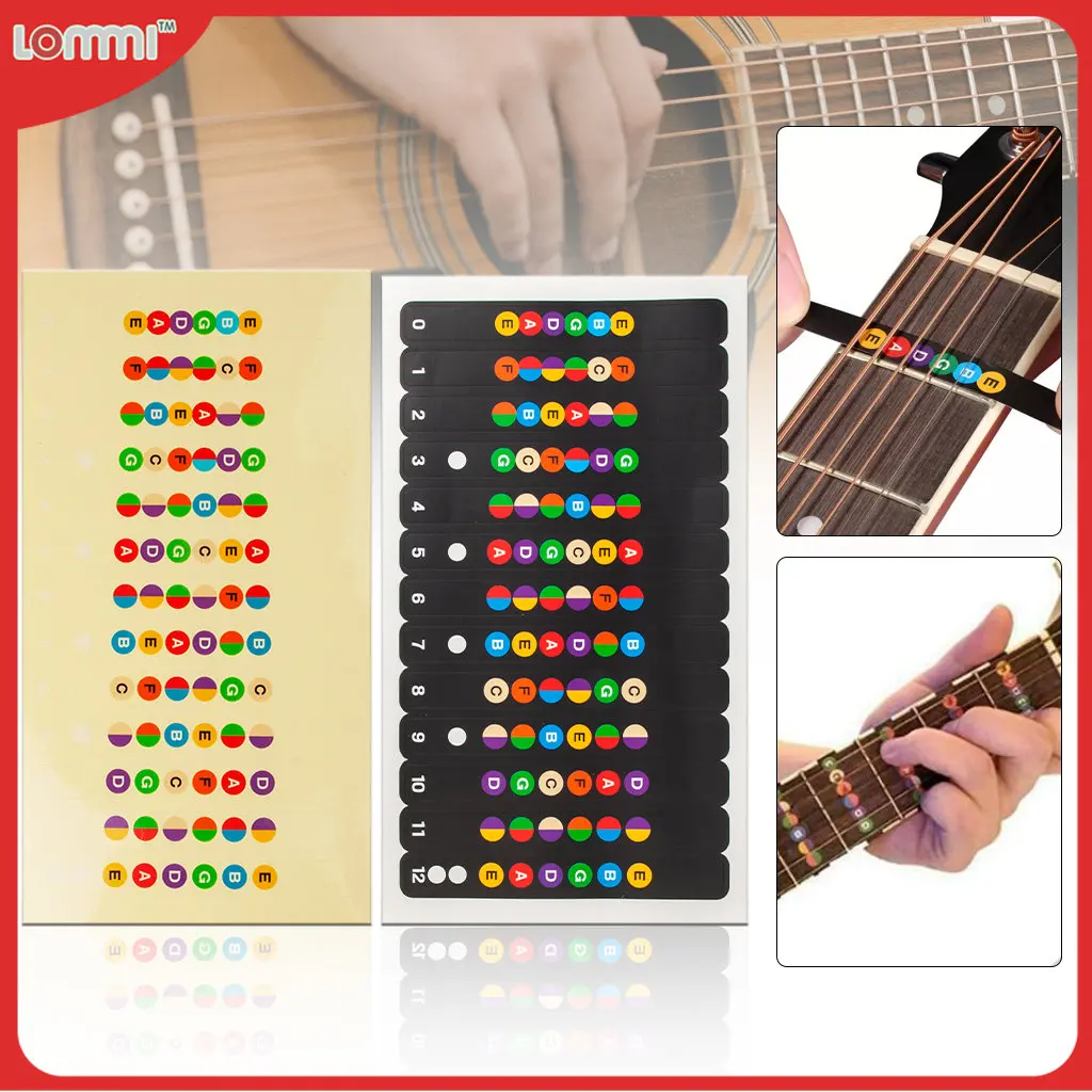 LOOK Guitar Fretboard Notes Map Labels Sticker Fingerboard Fret Decals for 6 String Acoustic Electric Guitarra For Beginner