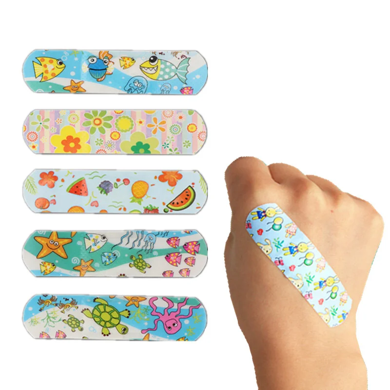 100pcs/set Cartoon Plasters for Children Baby Band Aid  Strips Waterproof Breathable Wound Plaster Patch Kawaii Bandages