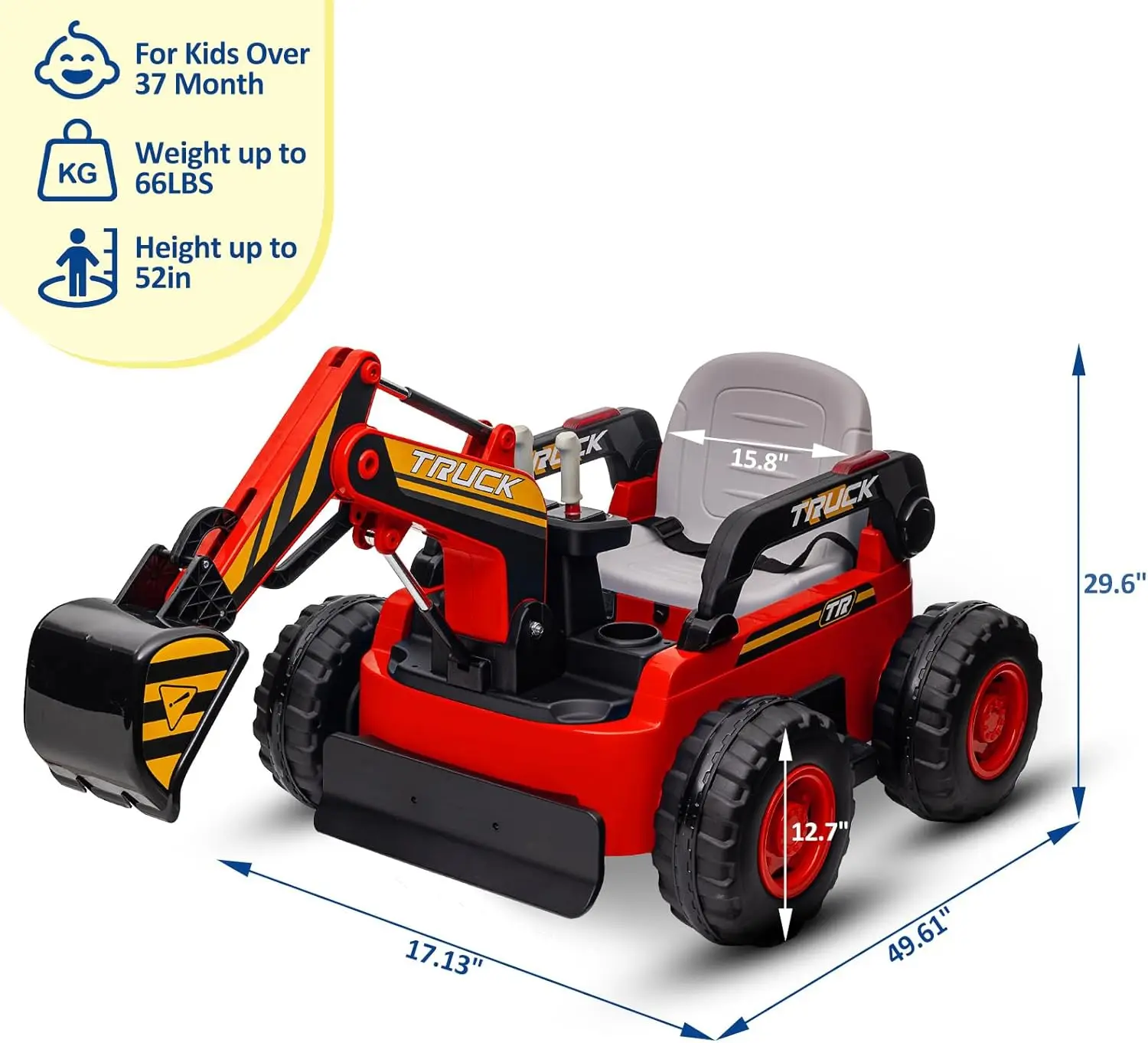 Koparka Bluetooth dla dzieci, elektryczna koparka 4WD, zabawka budowlana zasilana bateryjnie, koparka z pilotem