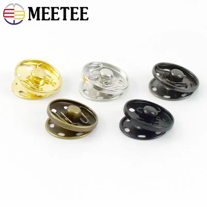 Meetee 50 set 8-30mm bottone a pressione in metallo Scrapbooking bottoni a pressione invisibili bottoni chiusura per cappotto fibbia per cucire accessorio per indumenti