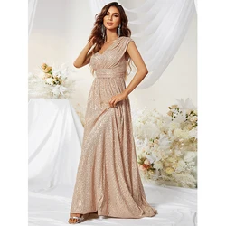 Women Elegant Ladies One shoulder Backless Sexy Champange Sequined Cocktail Prom Evening Party Long Maxi dresses