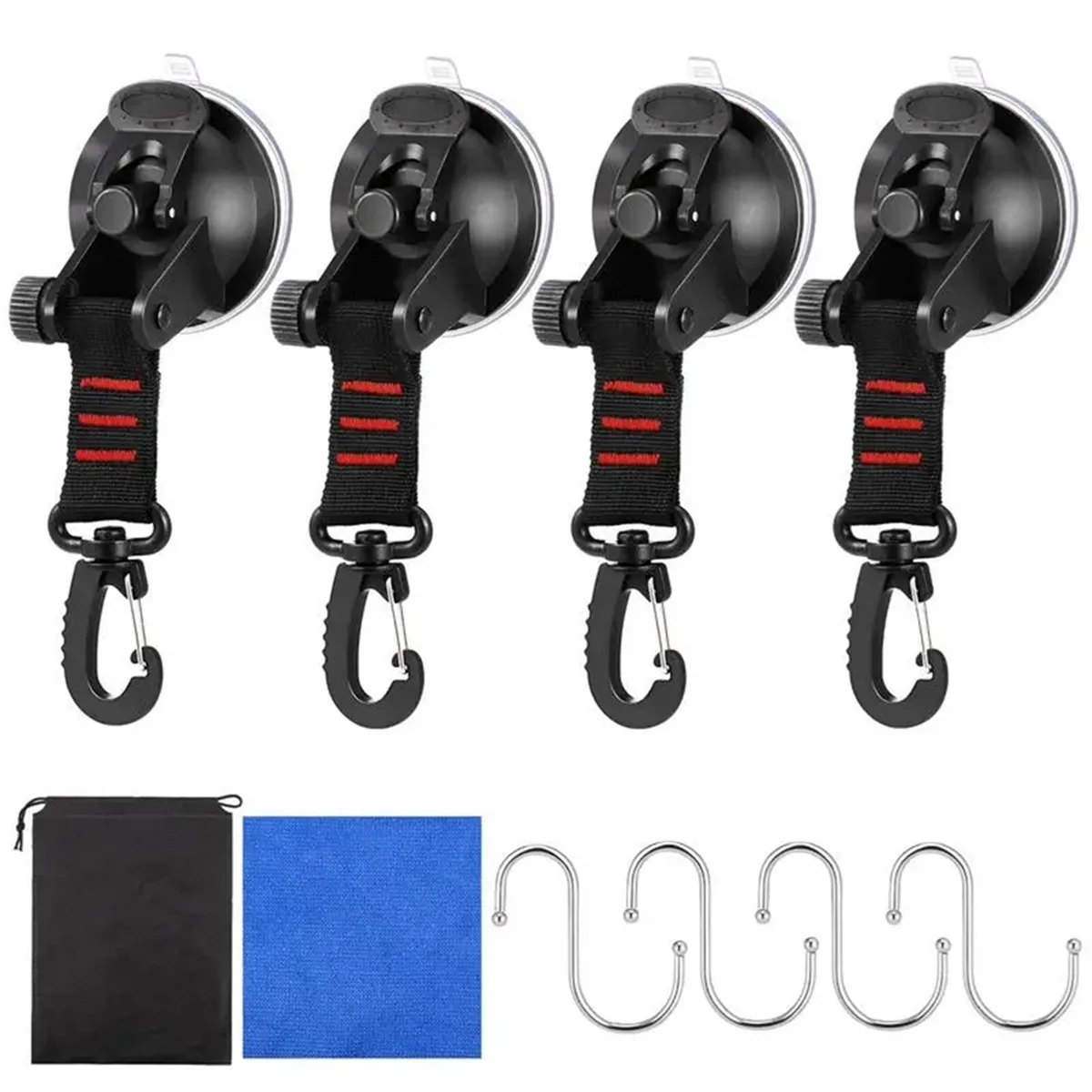 

Suction Cup Anchor 4 Pieces Vacuum Suction Cup with Hooks Outdoor Gear Camping Tarp Accessory Strong Load-Bearing