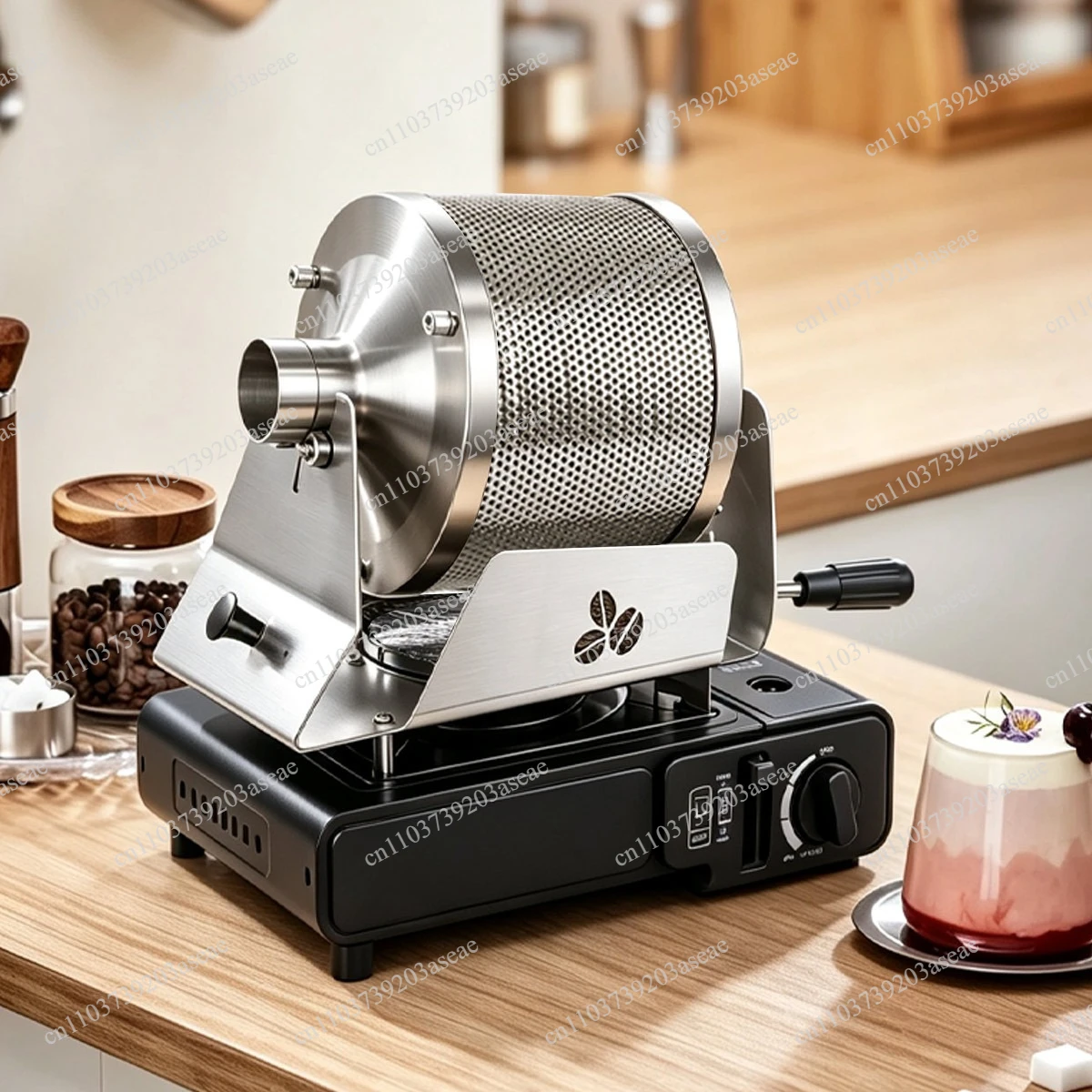 L12 Hand-cranked Straight Fire Coffee Bean Roaster 1000g Home and Commercial Dual-purpose Bean Roaster