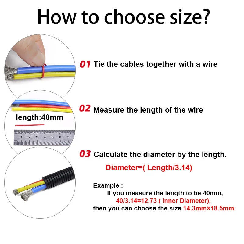 1/5M Plastic Corrugated Pipe OD 7.5~34.5mm Car Cable Harness Wire Threading Wire Split Loom Convoluted Tubing Cable Sheath